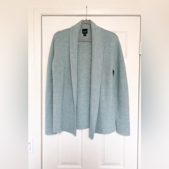 Eileen Fisher Sweaters - Eileen Fisher 100% Wool Open Front Cardigan Sweater Seafoam Blue Size Small
